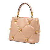 ヴァレンティノ ローマンスタッズ ハンドバッグ ショルダーバッグ 2WAY ピンクベージュ レザー レディース VALENTINO 【中古】